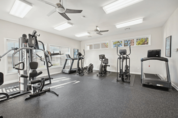 A spacious gym at Patriot Point Apartment Homes, Spring Lake, NC 